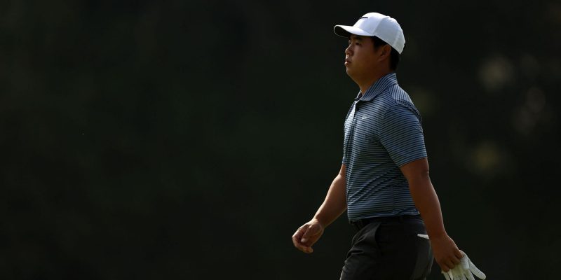 Zu sehen: PGA-Star Tom Kim verpasst am letzten Tag der Genesis Open fast seine Startzeit